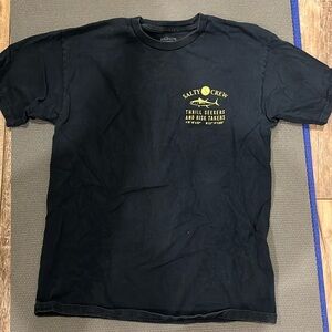 Salty Crew size M at shirt. Navy blue with yellow lettering GUC